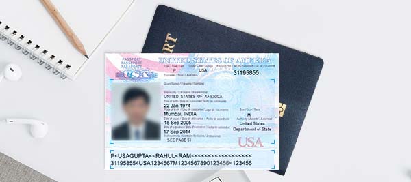 Prend en charge la reconnaissance des passeports et l'extraction de toutes les informations complètes, telles que le code pays, le numéro de passeport, le nom, le sexe, le lieu de naissance, la date de naissance, l'autorité émettrice, la date d'émission, la date d'expiration, le nom de l'autorité, etc.